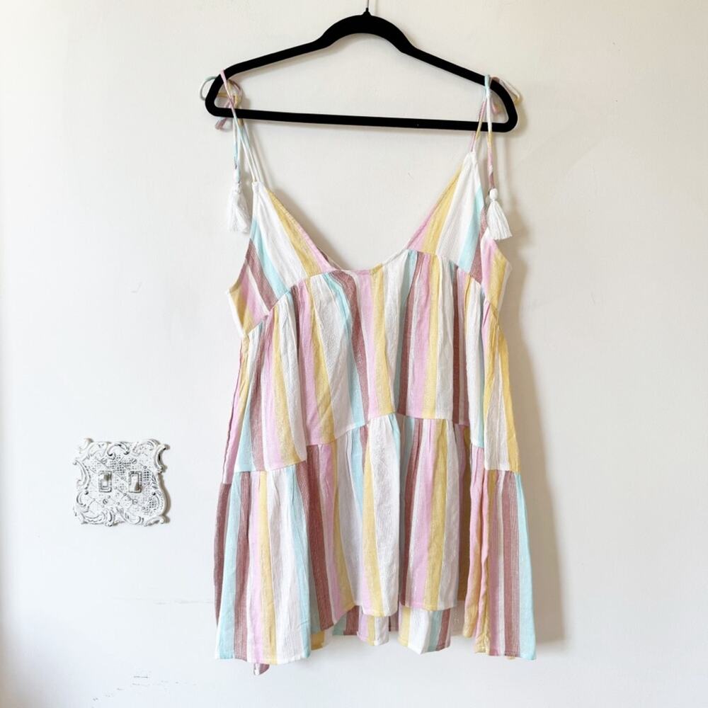 NWOT L*Space Isabella Metallic Almalfi Coast Striped Babydoll Dress Coverup M - Picture 8 of 13